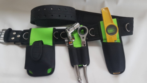 BBI Scaffolding Green Nylon & Leather Tools Belt 2 in 1 Padded Work Tool Belt