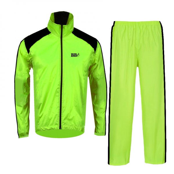 2Pcs Heavy Rain Jacket & Trouser 100% Waterproof Hi Viz Top Quality Rain Cover