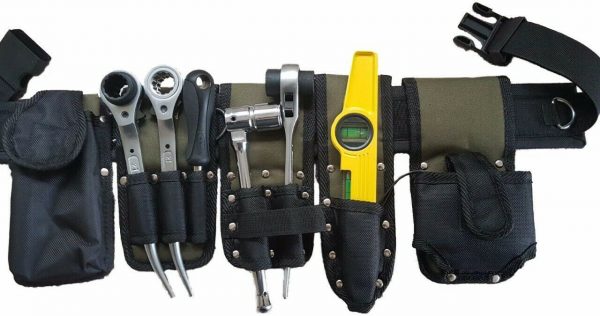 New Olive Green Tools Belt Scaffold Nylon Padded 8 in1- Triple + Double Spanner