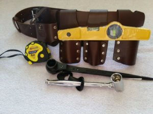 Heavy Duty Scaffolding Brown Leather Tool Belt Full Tools Set Black Ratchet 17&21