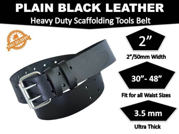 Scaffold Heavy Duty 2" Black Leather Professional Quality Tool Belt