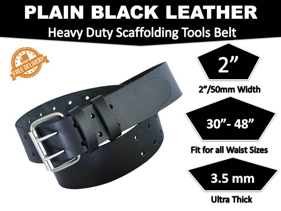 Scaffolding Professional Black BBI Heavy Duty Leather Work Tool Belt 2'' Wide UK 
