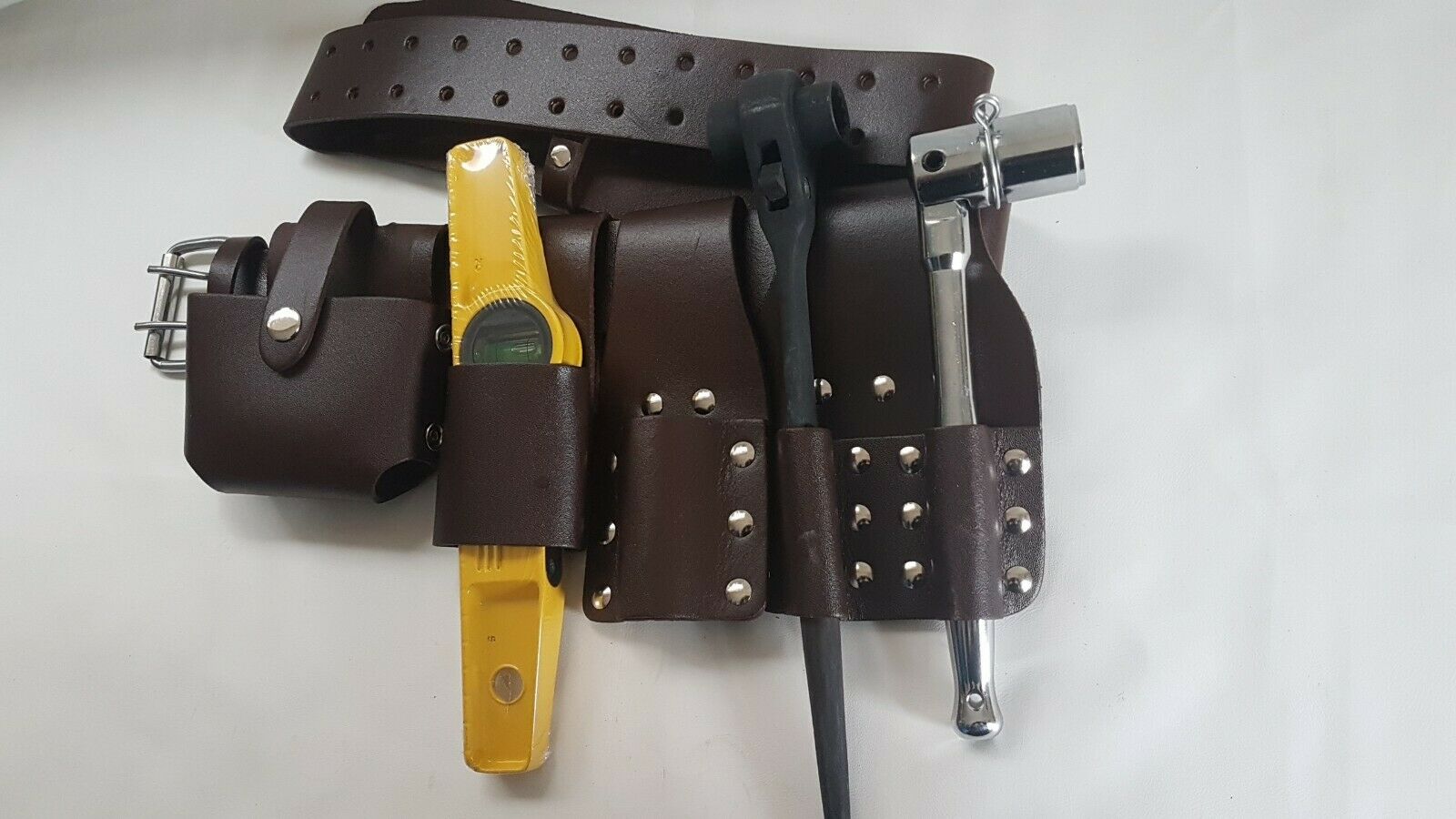 Heavy Duty Black Spanner 19/21 Scaffolding Leather Belt Set with Full Tools 