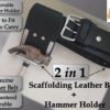 Scaffold Black Leather Tool Belt Hammer 2 Spanners 1 Tape Level Holder 5 pockets