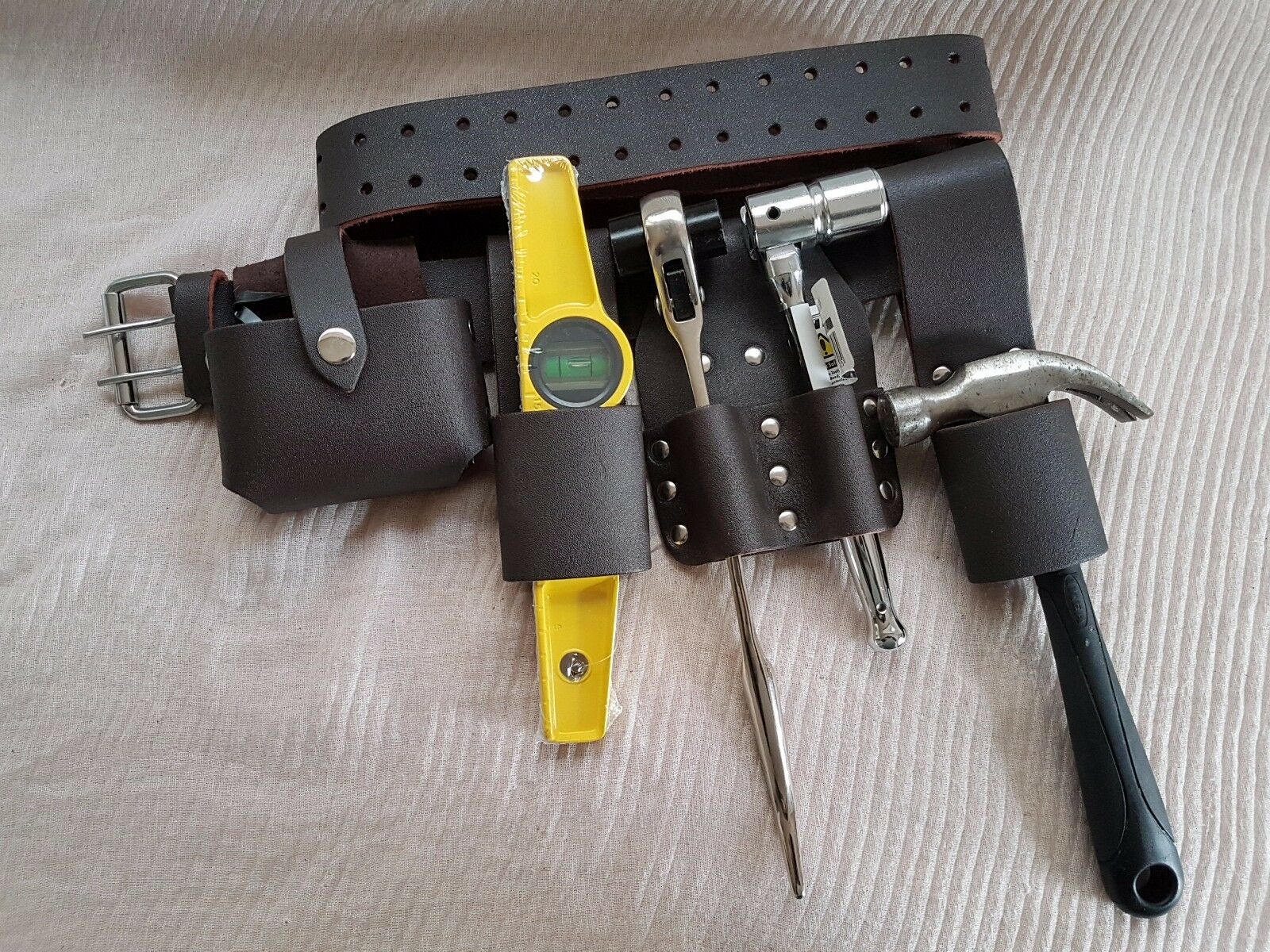 Scaffolding Black leather Tools set work Belt Spanner Tape Level Holder 