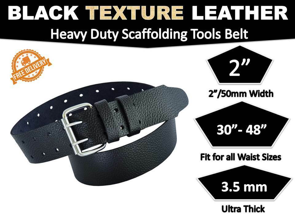 New Black Leather Tool Belt Heavy Duty Scaffolding Scaffolder Work Belt Pouch 